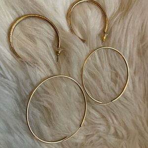 Gold Hoop Earrings & Bracelet Set